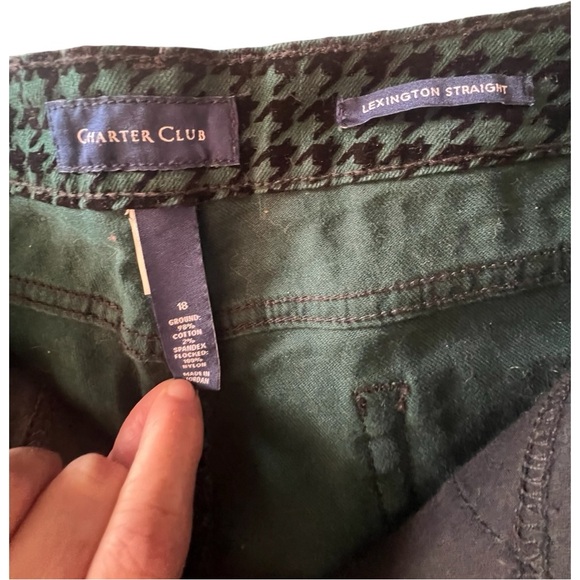 Charter Club Houndstooth pants size 18. Green and black stretch holidays - Picture 5 of 7